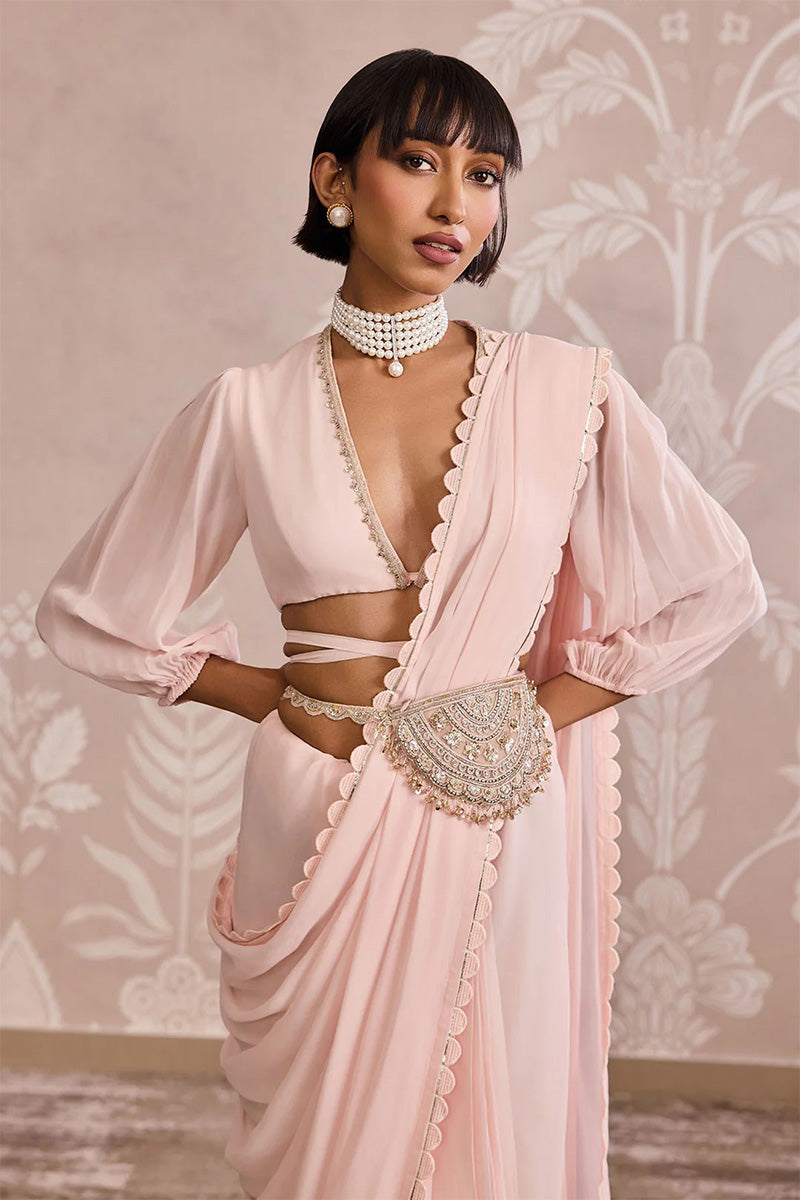 Dusky Pink Draped Saree