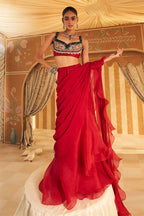 Red Draped Saree