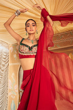 Red Draped Saree