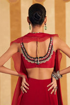 Red Draped Saree