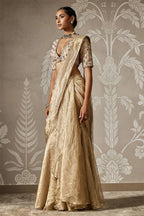 Gunmetal and Light Gold Draped Saree