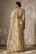 Gunmetal and Light Gold Draped Saree