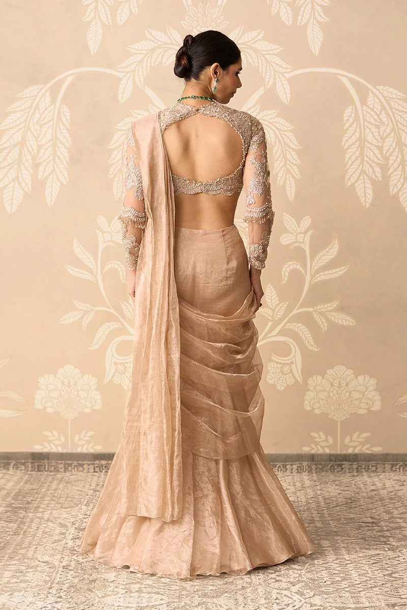 Gunmetal Gold Draped Saree