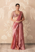 Fuchsia Gold Draped Saree