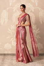 Fuchsia Gold Draped Saree