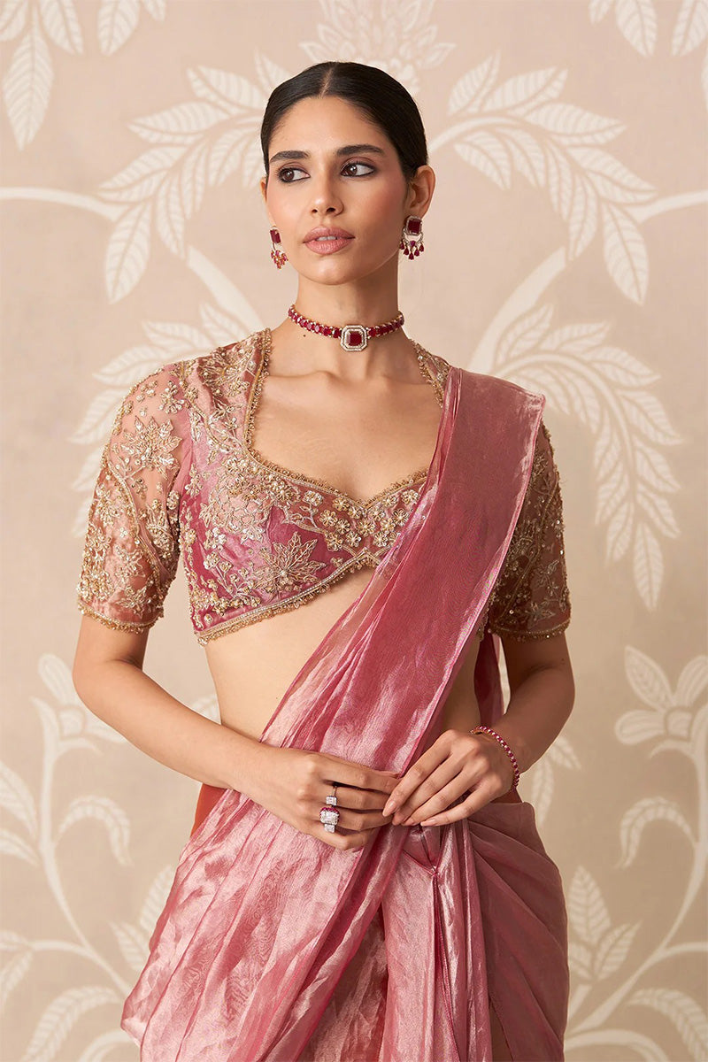 Fuchsia Gold Draped Saree