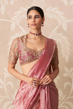 Fuchsia Gold Draped Saree