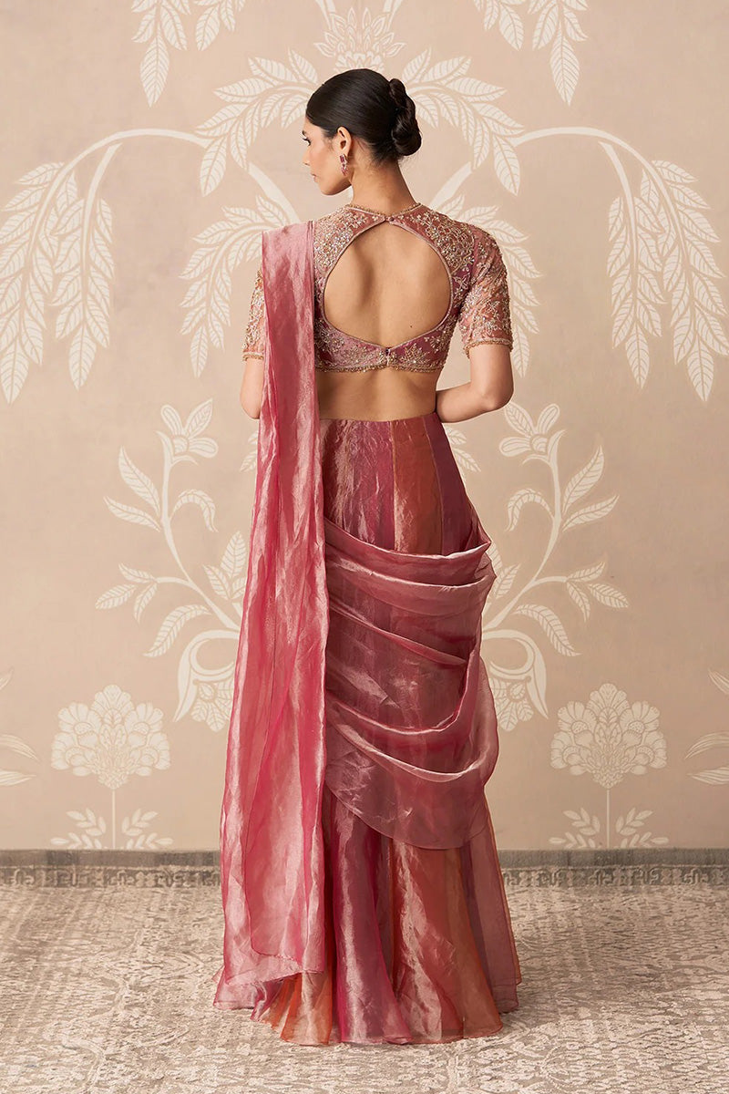 Fuchsia Gold Draped Saree