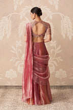 Fuchsia Gold Draped Saree