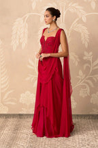 Red Draped Saree