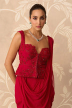 Red Draped Saree
