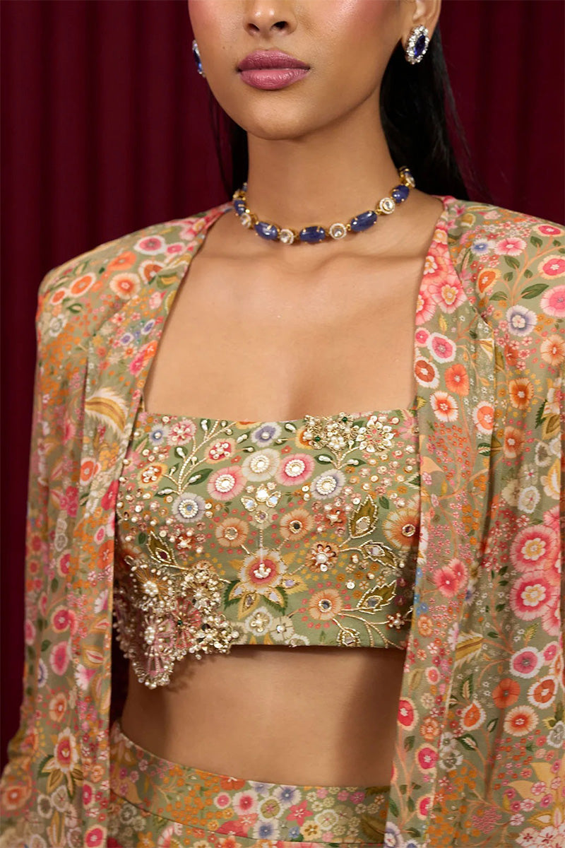 Green , Olive and Dusky Pink Jacket