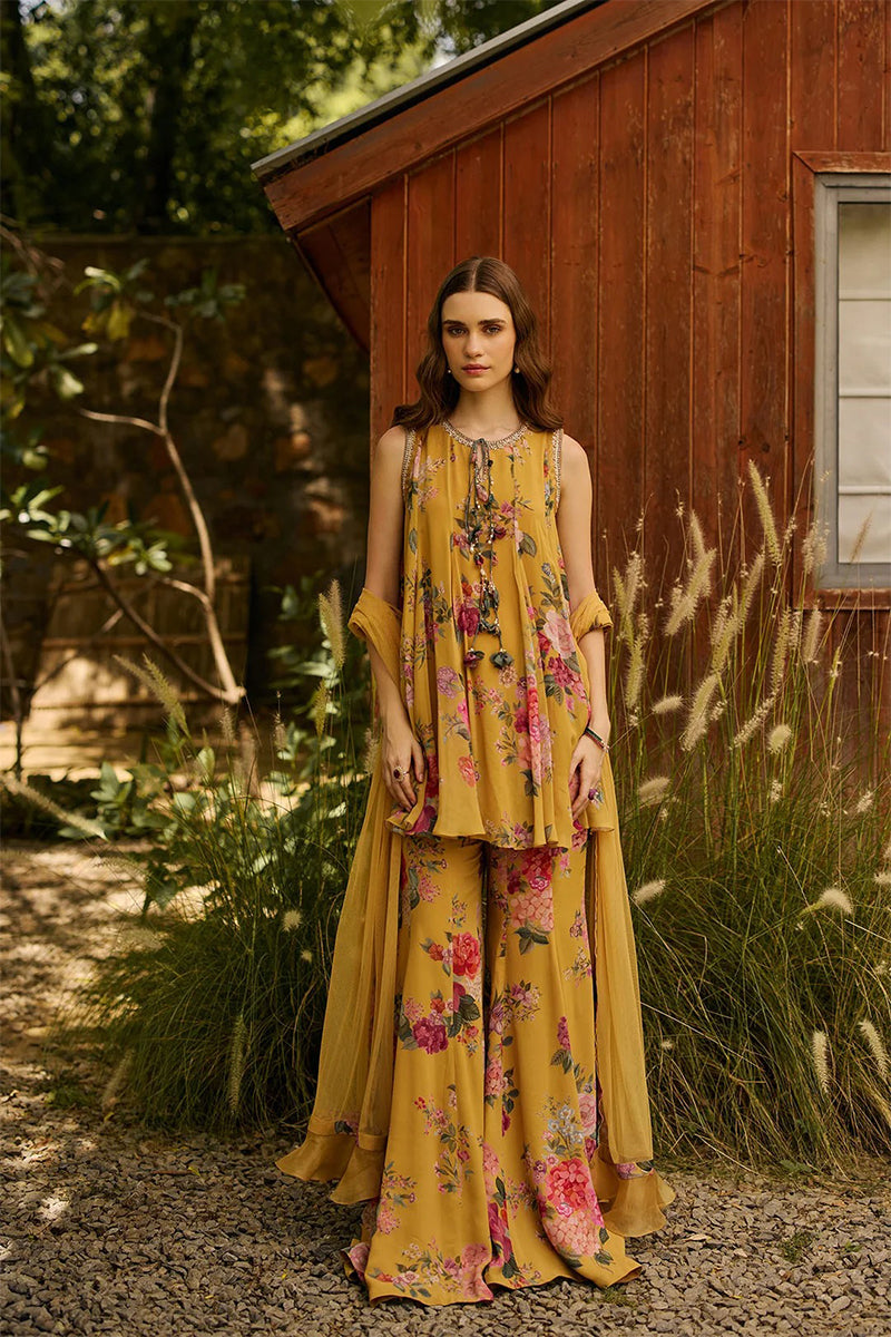 Kurti Gharara Dupatta Yellow