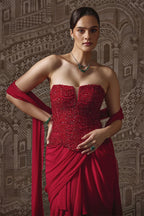 Skirt Corset Dupatta Red