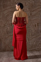 Skirt Corset Dupatta Red