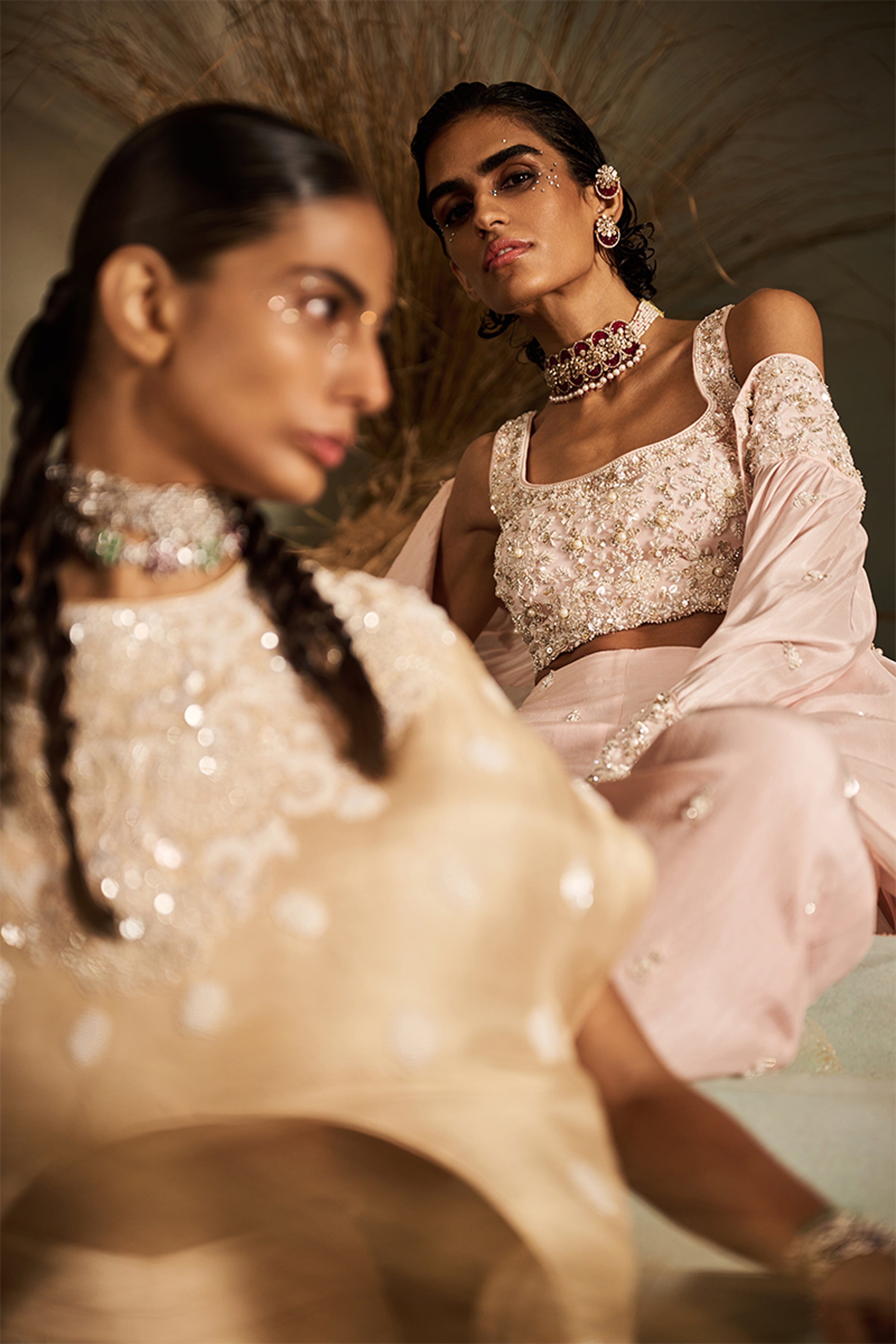 ROCOCO BY RAGHVI KAFTAN BLOUSE PANT ICE PINK