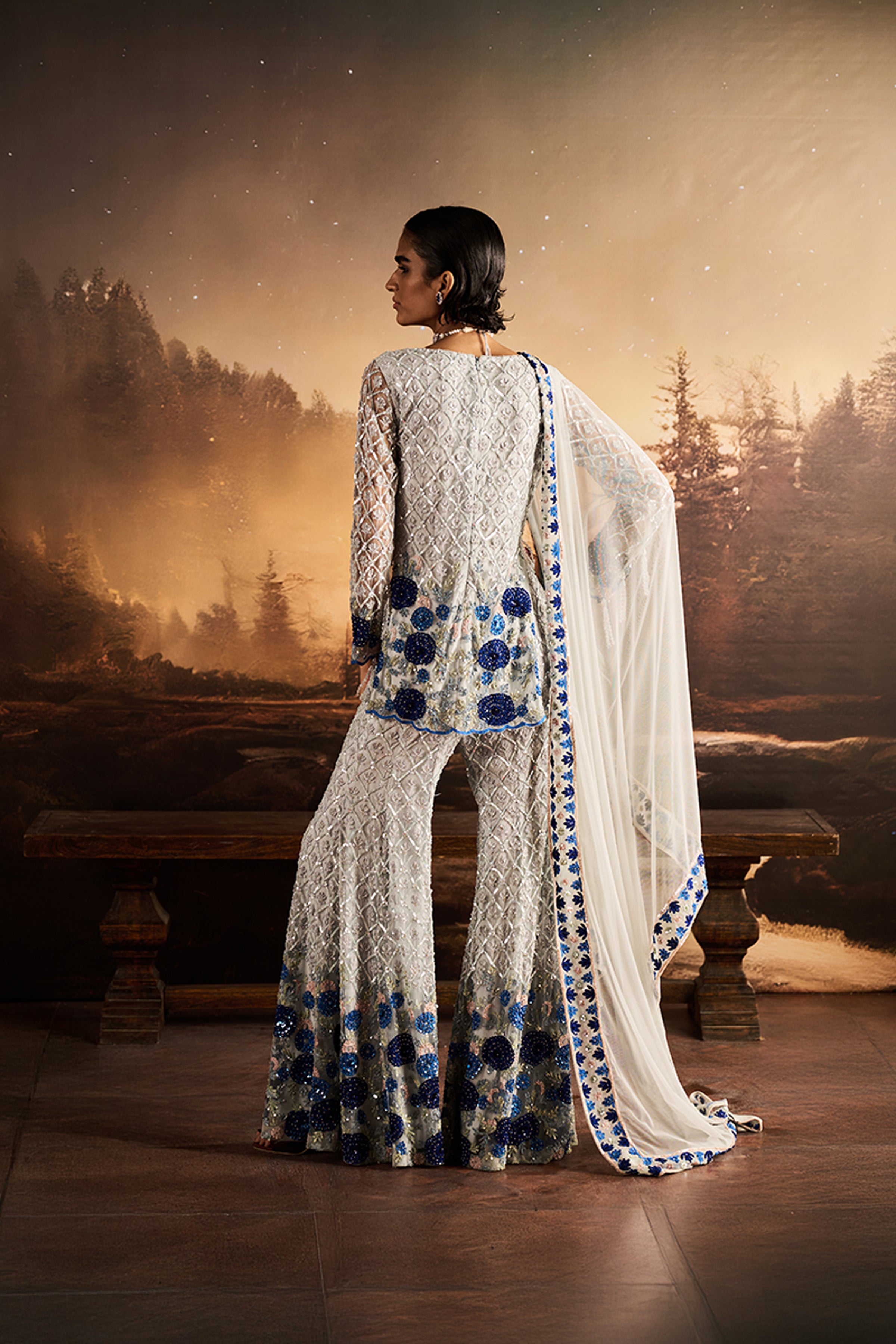 ROCOCO BY RAGHVI KURTI SHARARA DUPATTA OCEAN