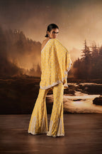 ROCOCO BY RAGHVI CAPE BUSTIER SHARARA ICE MUSTARD