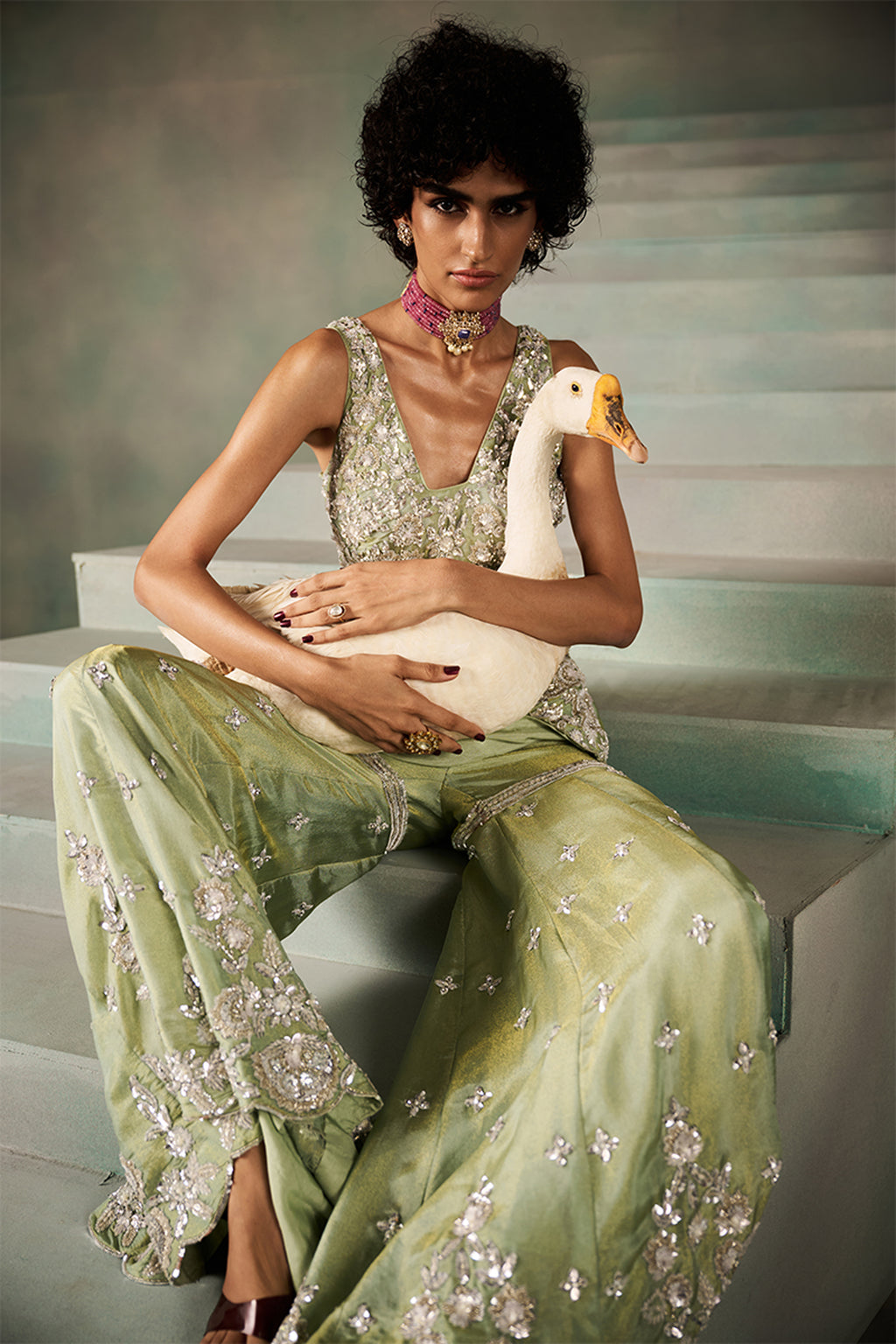 ROCOCO BY RAGHVI KURTI SHARARA DUPATTA MINT