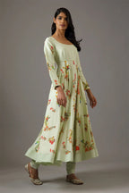 Anarkali Dupatta Churidar Mint Green
