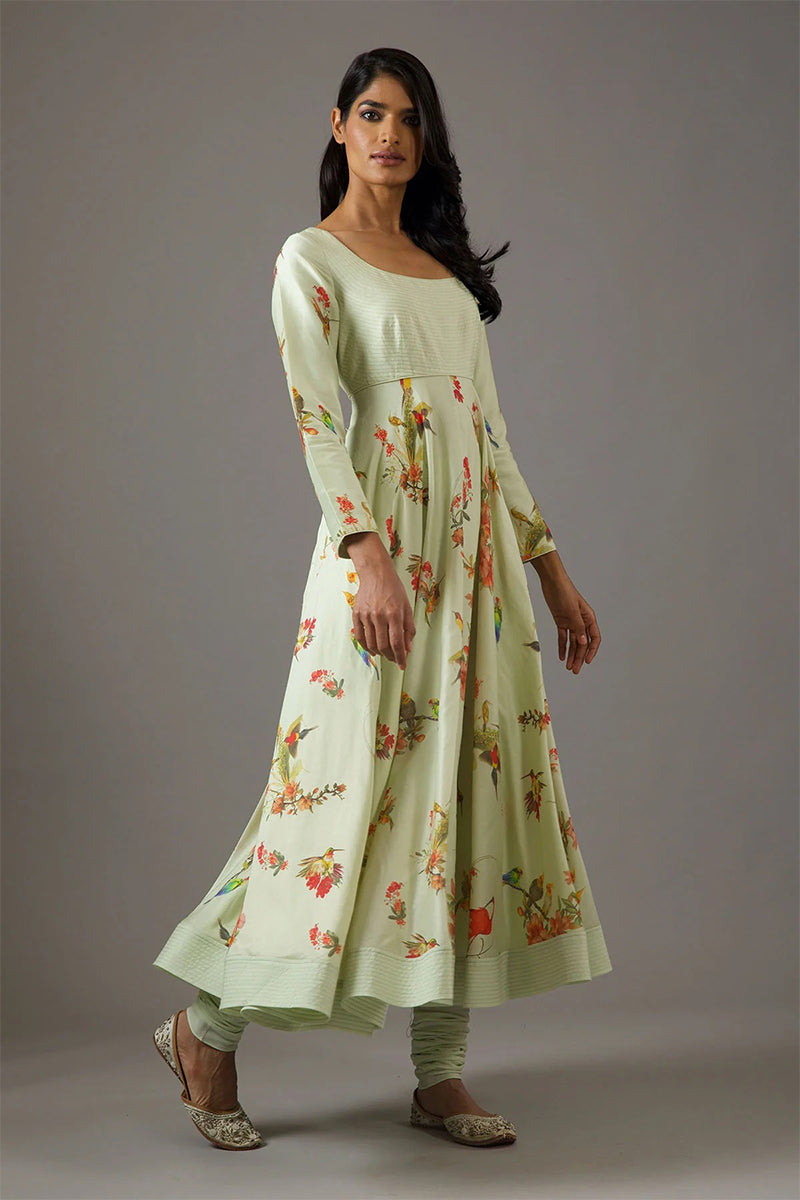 Anarkali Dupatta Churidar Mint Green