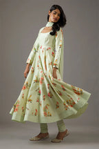 Anarkali Dupatta Churidar Mint Green