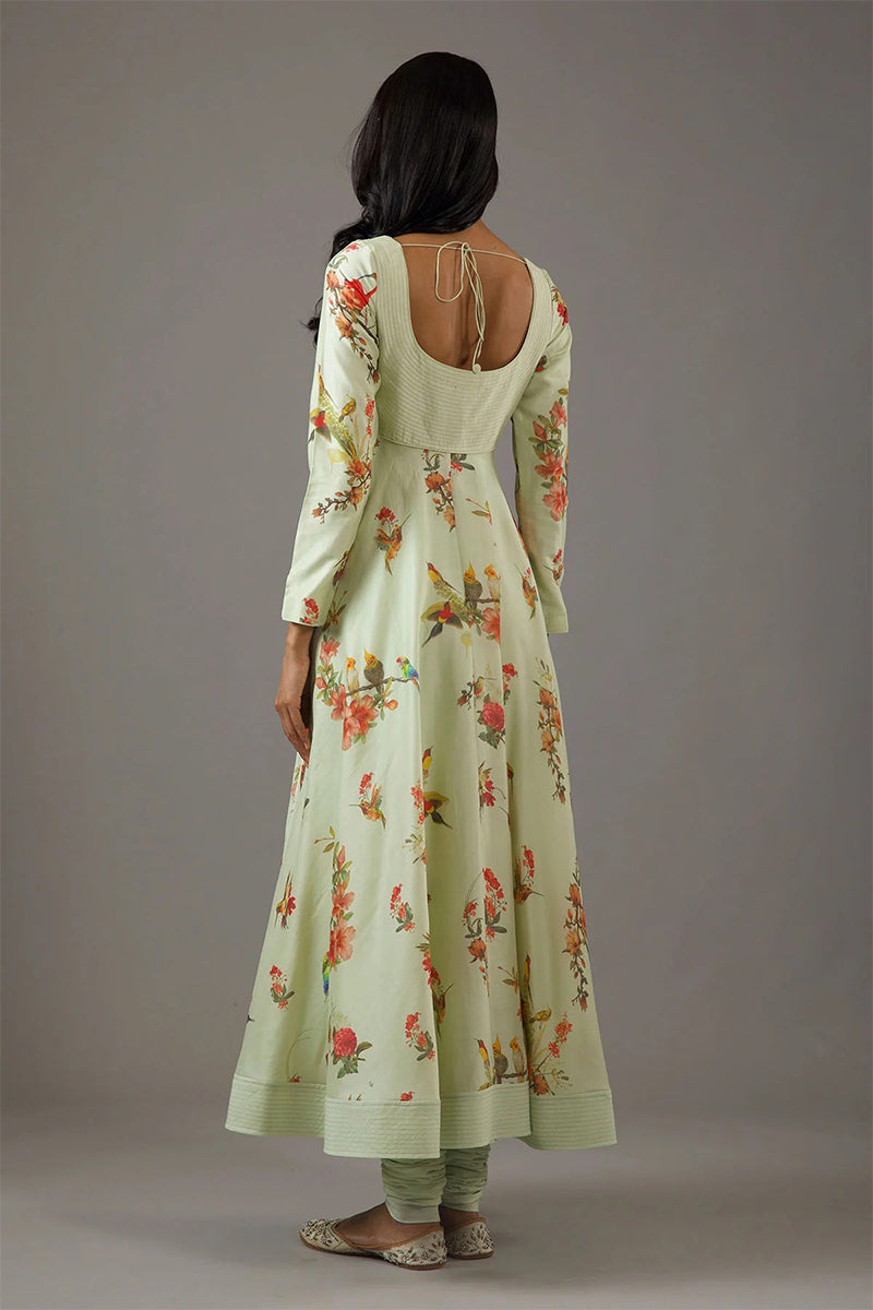 Anarkali Dupatta Churidar Mint Green