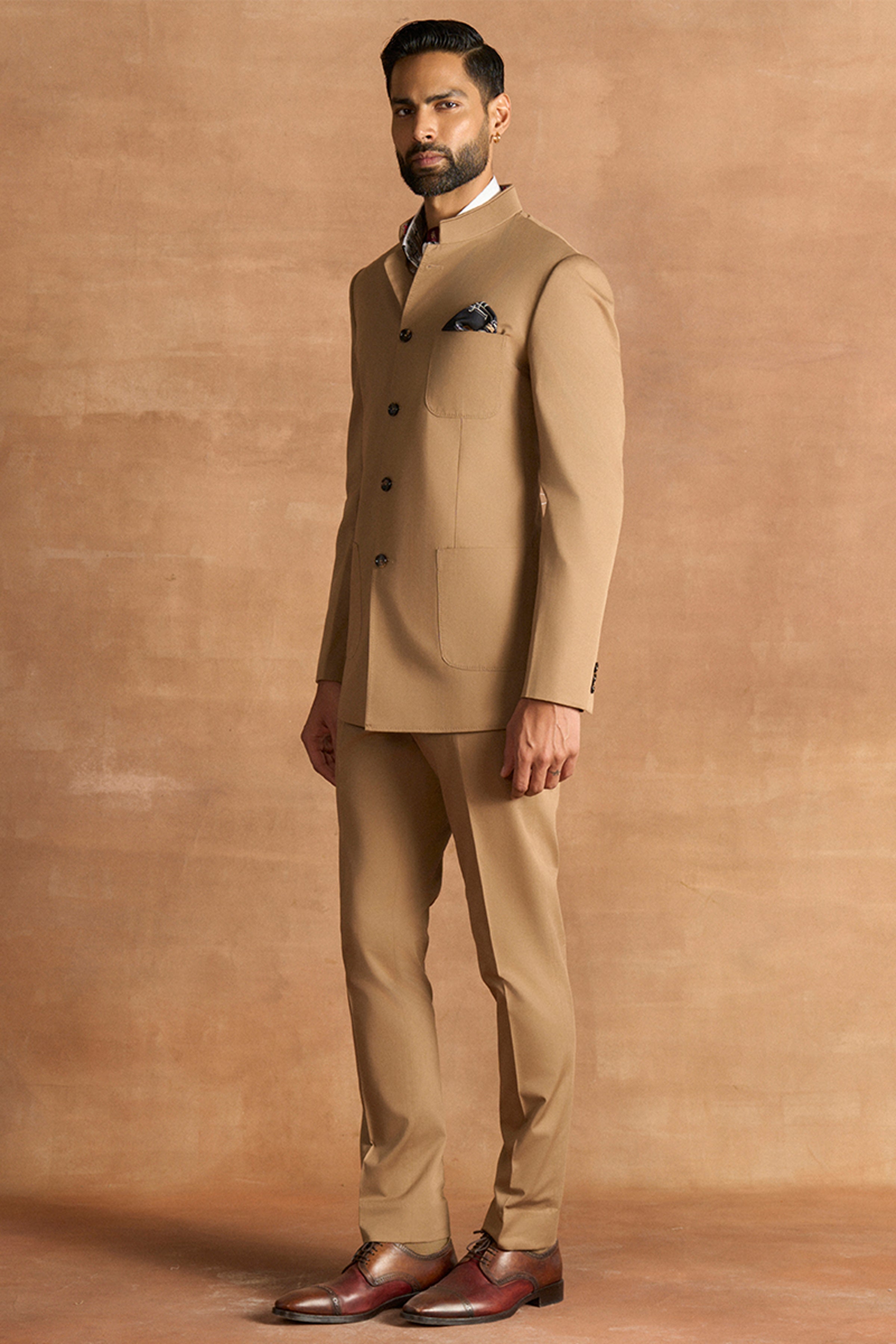 BANDHGALA-TROUSER KHAKI