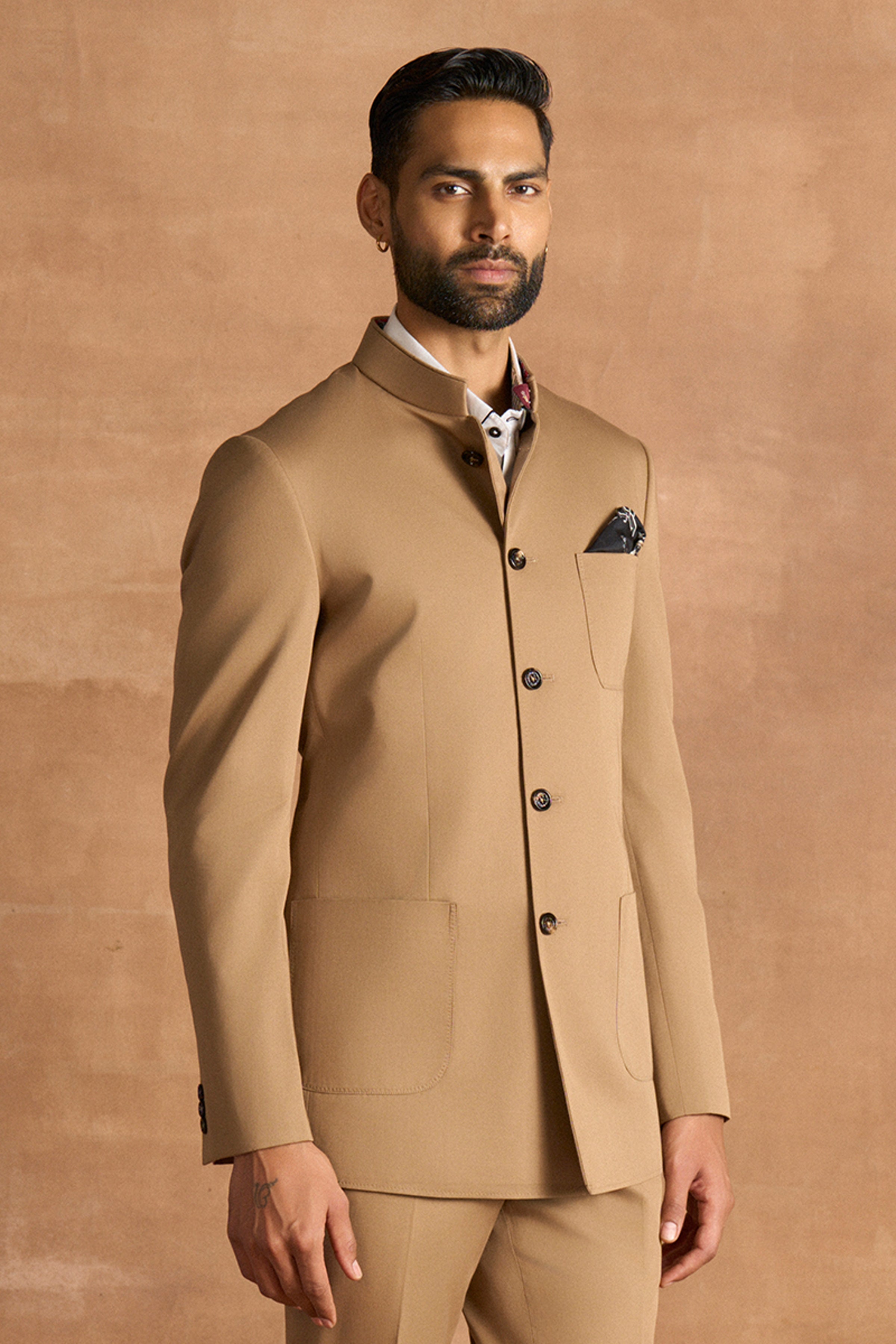 BANDHGALA-TROUSER KHAKI