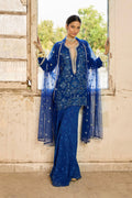 SHARARA KURTA DUPATTA BLUE FUSCHIA