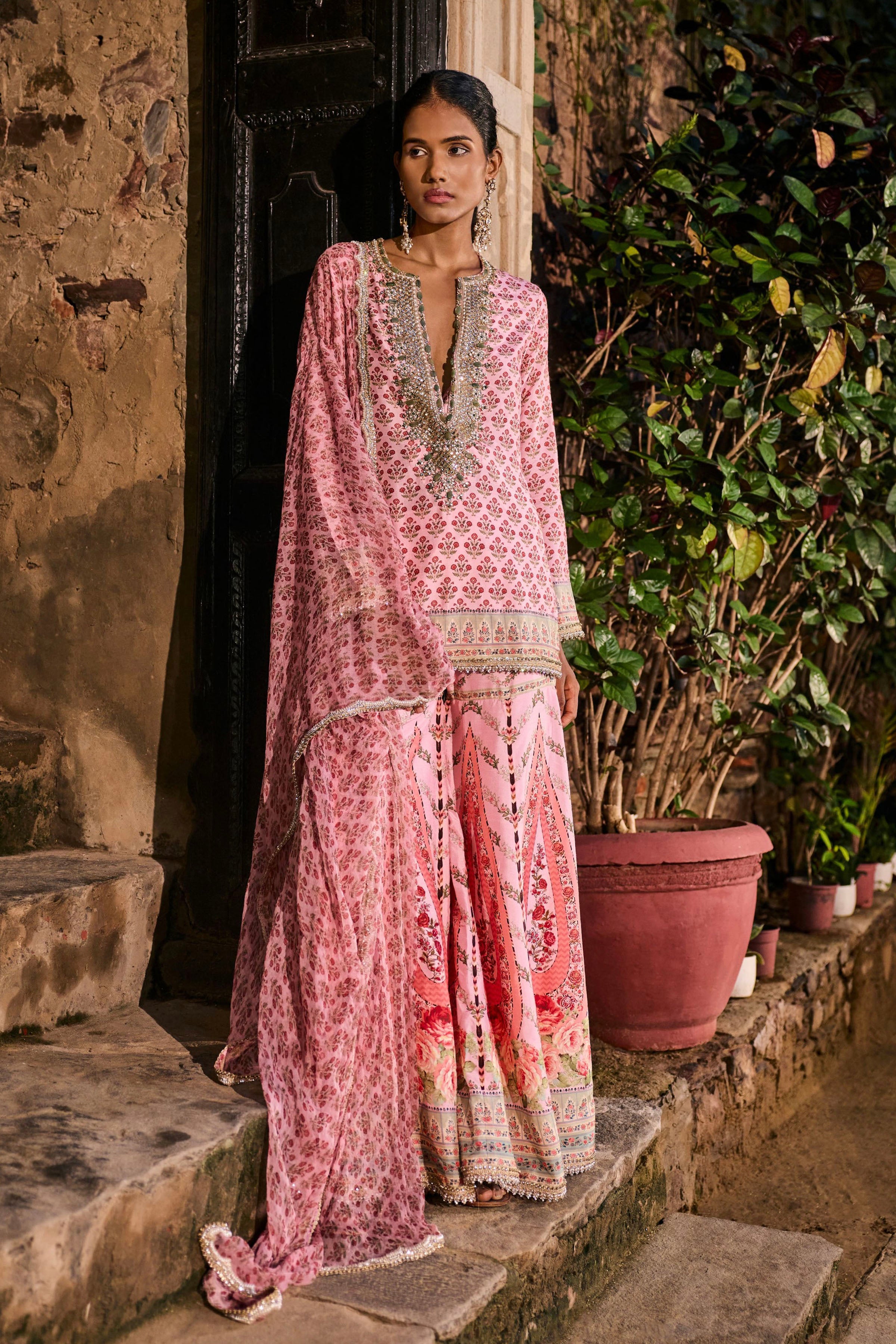KURTA SHARARA DUPATTA BLUSH PINK PINK