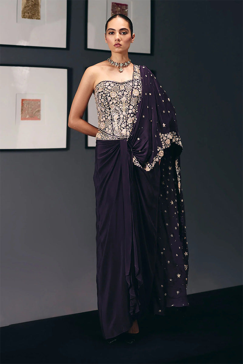 Drape Saree Corset Purple
