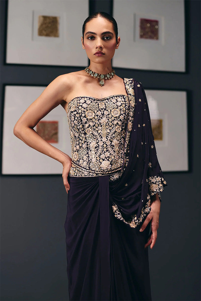 Drape Saree Corset Purple