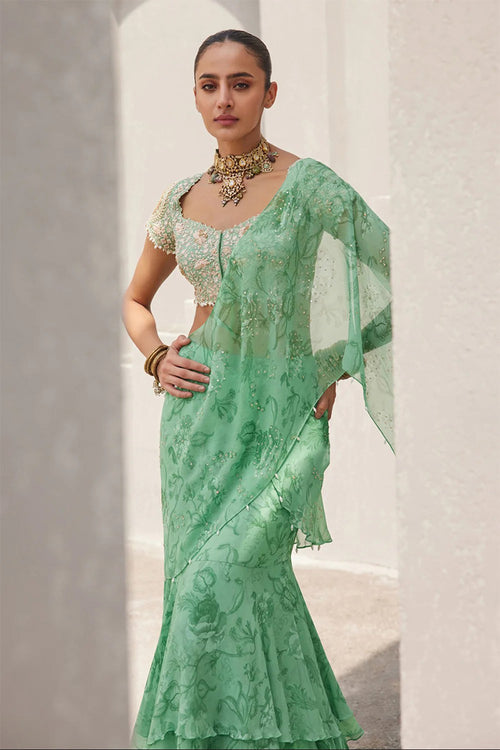 Darpe Saree Blouse Pista Green
