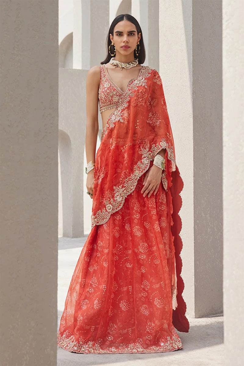 Drape Saree Blouse Coral