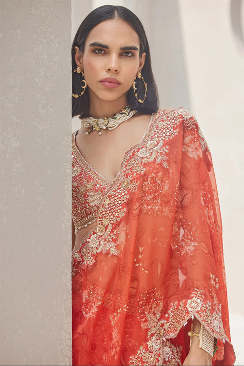 Drape Saree Blouse Coral