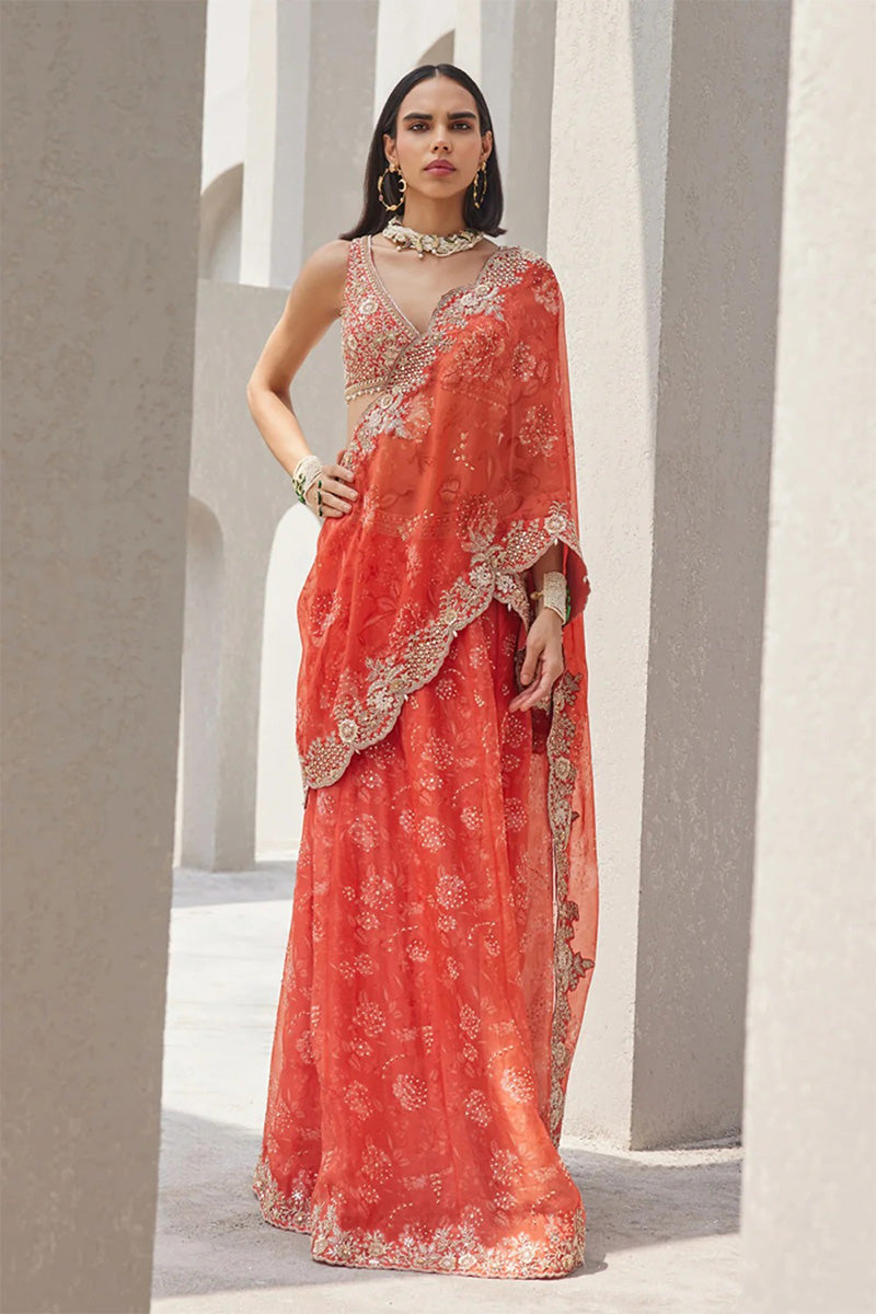 Drape Saree Blouse Coral