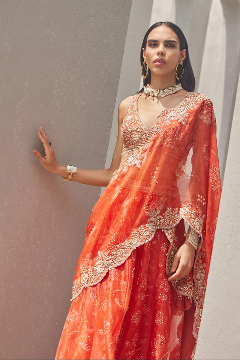 Drape Saree Blouse Coral