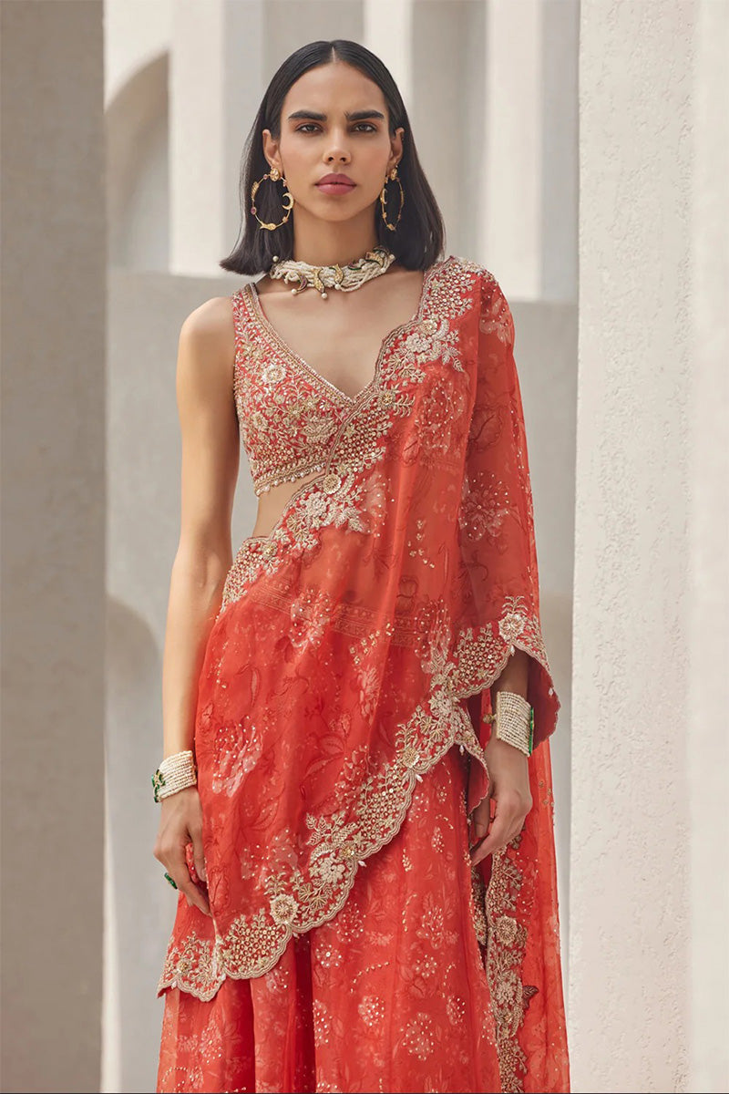Drape Saree Blouse Coral