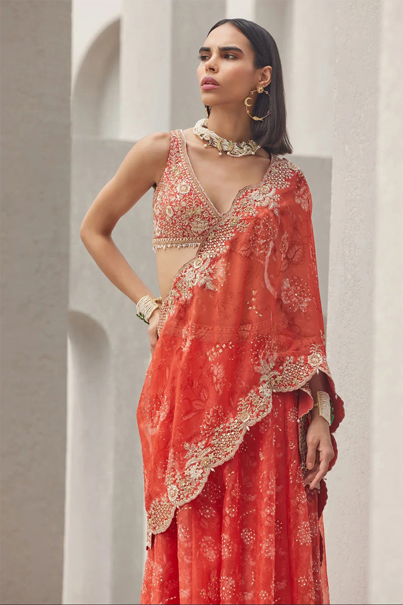 Drape Saree Blouse Coral