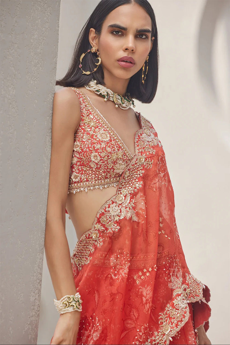 Drape Saree Blouse Coral