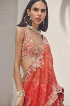 Drape Saree Blouse Coral