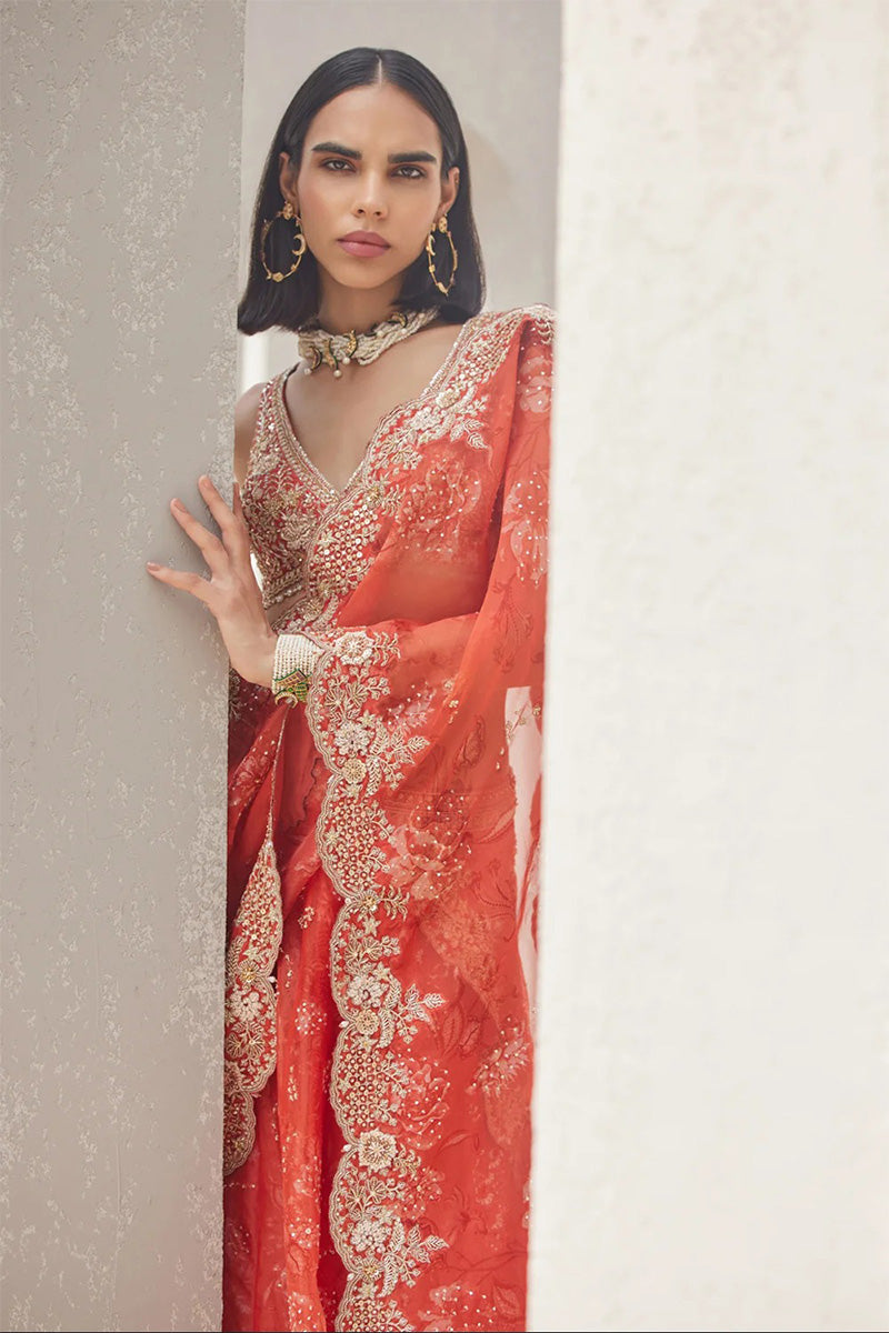Drape Saree Blouse Coral