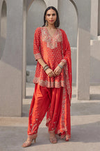 Kurta Dhoti Dupatta Coral