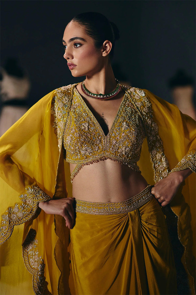 Skirt Blouse Cape Yellow