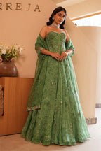 Skirt Corset Dupatta Pista Green