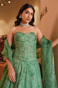 Skirt Corset Dupatta Pista Green
