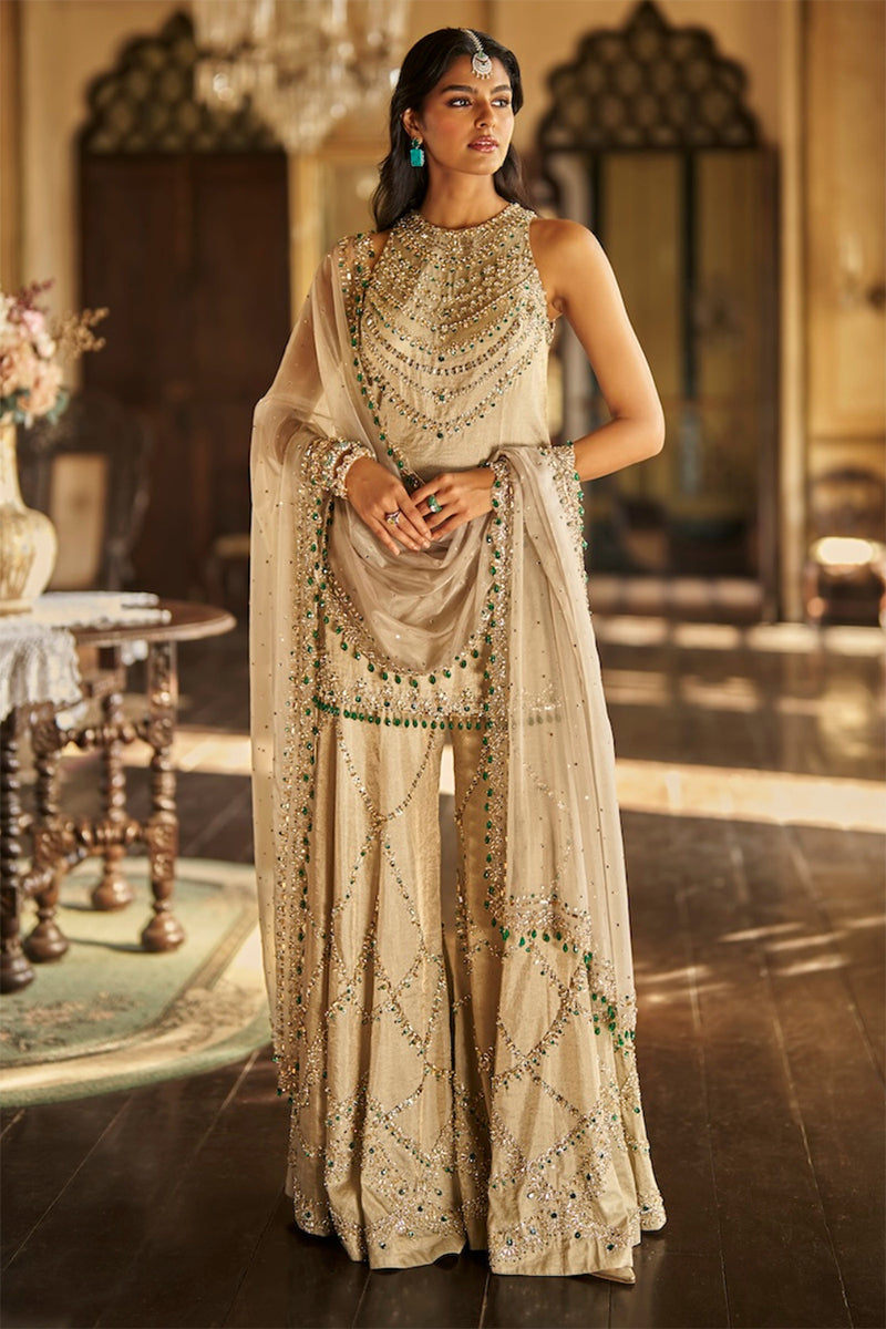 Kurta Gharara Dupatta Champagne