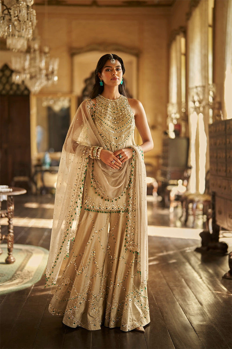Kurta Gharara Dupatta Champagne