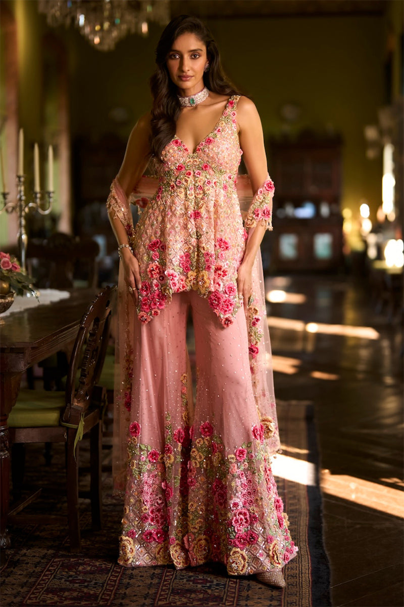 Kurta Gharara Dupatta Pink